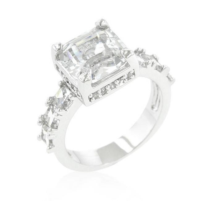 4 CW Asscher Cut CZ Bridal Ring 10