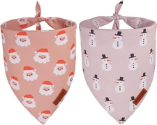 PTDECOR Christmas Dog Bandana, Santa and Snowman Design X-Large, Christmas-2 