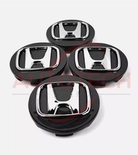 Black Honda Set Of 4 Wheel Center Caps 69mm