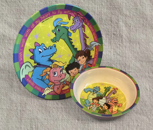 RARE HTF HSA Dragon Tales Kids 2-Piece Bowl & Plate Set Y2K vintage