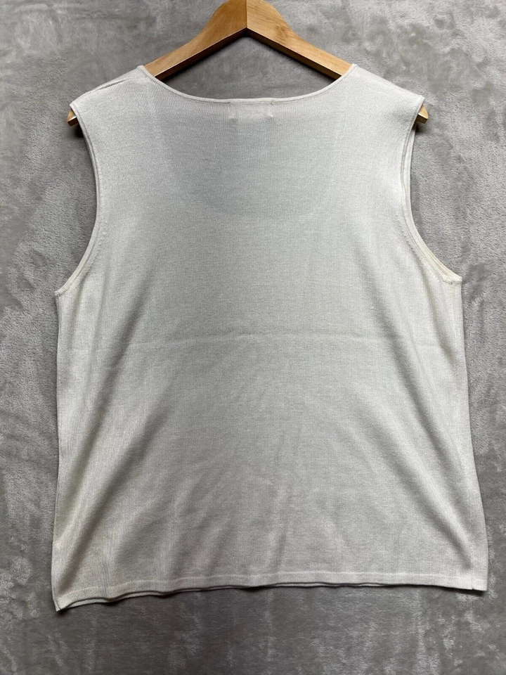Camiseta sin mangas blanca ciervo para mujer talla XL (16/18) cuello redondo correa ancha algodón Foto 2 de 4