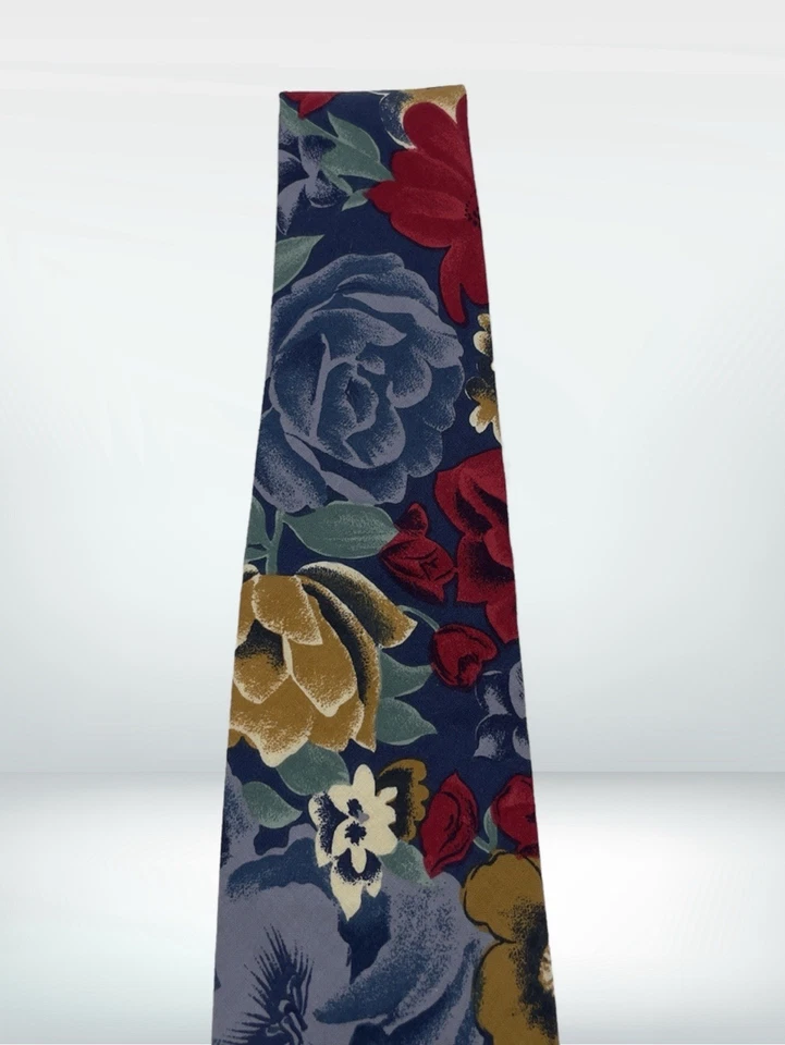 Vintage Geoffrey Beene Tie Floral Cotton Flower Print Made In USA - Image 3 of 4