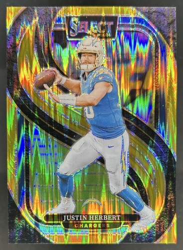 2024 Panini Select Justin Herbert Premier Gold Prizm Shock #/10 Chargers