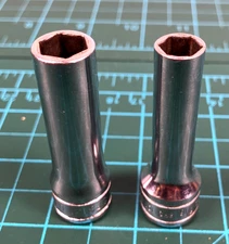 Snap On Tools 3/8 Drive 3/8" SF121 5/16" SFS101 Deep Well Socket 6 PT Chrome USA