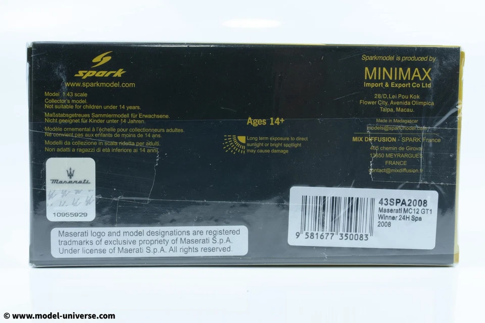 Spark - 1:43 Maserati MC12 GT1 Nº1 Ganador 24h Spa 2008 Vitaphone Racing Team... Foto 4 de 4