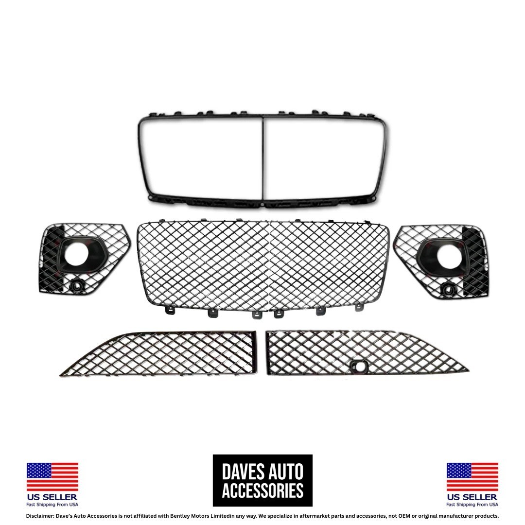 2021-2023 Bentley Bentayga Lower Upper Grille Set Gloss Black