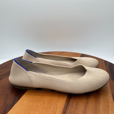 Rothys Shoes Womens The Flat Beige Metallic Ballet Flats Knit