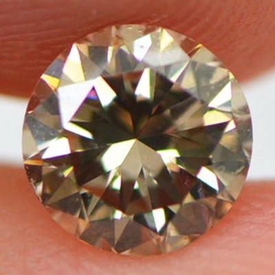 Natural Diamond Round Fancy Champagne Color VS2 Certified Enhanced 1.00 Carat