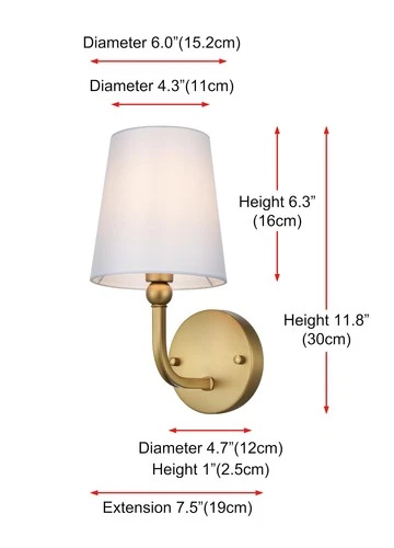 Elegant Lighting LD7322W6 Senna 12" Tall Bathroom Sconce - Brass - Picture 2 of 12