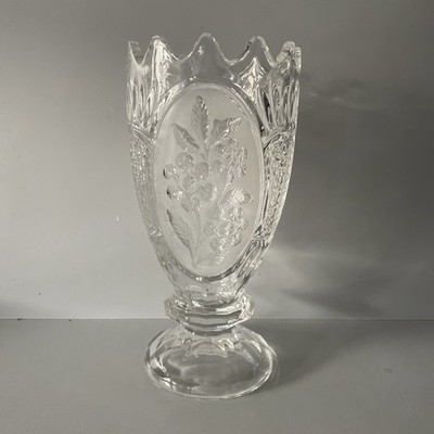 Antike viktorianische Pressglas Sellerie Vase 10'' Sockel Floral um 1900