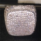 Men's Silver Hip Hop Square Pavé Cubic Zirconia Round Stones — photo 1