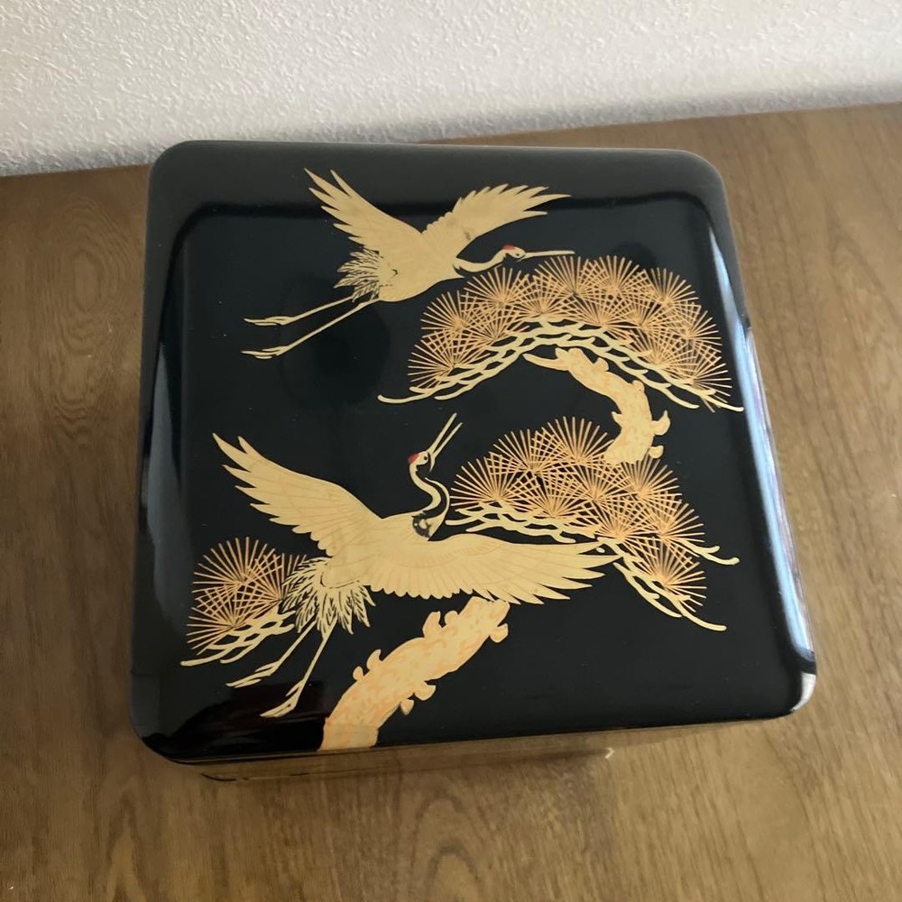 Jubako Bento Box Japanese Threetiered box with crane and pine