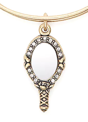Disney Park Alex & Ani Bracelet Beauty Beast Belle Magic Mirror Reflection Gold