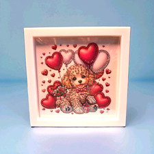 VALENTINES Diamond Painting Finished Completed 3D Table Framed Art PUPPY HEARTS