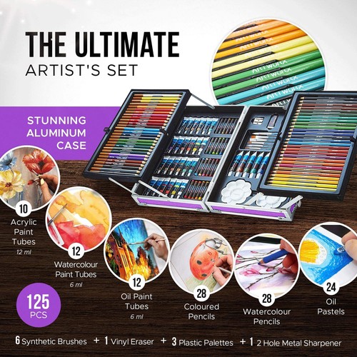 Artworx Multi Media Art Set - 125 Piece Aluminium Case with Supplies - Picture 8 of 8