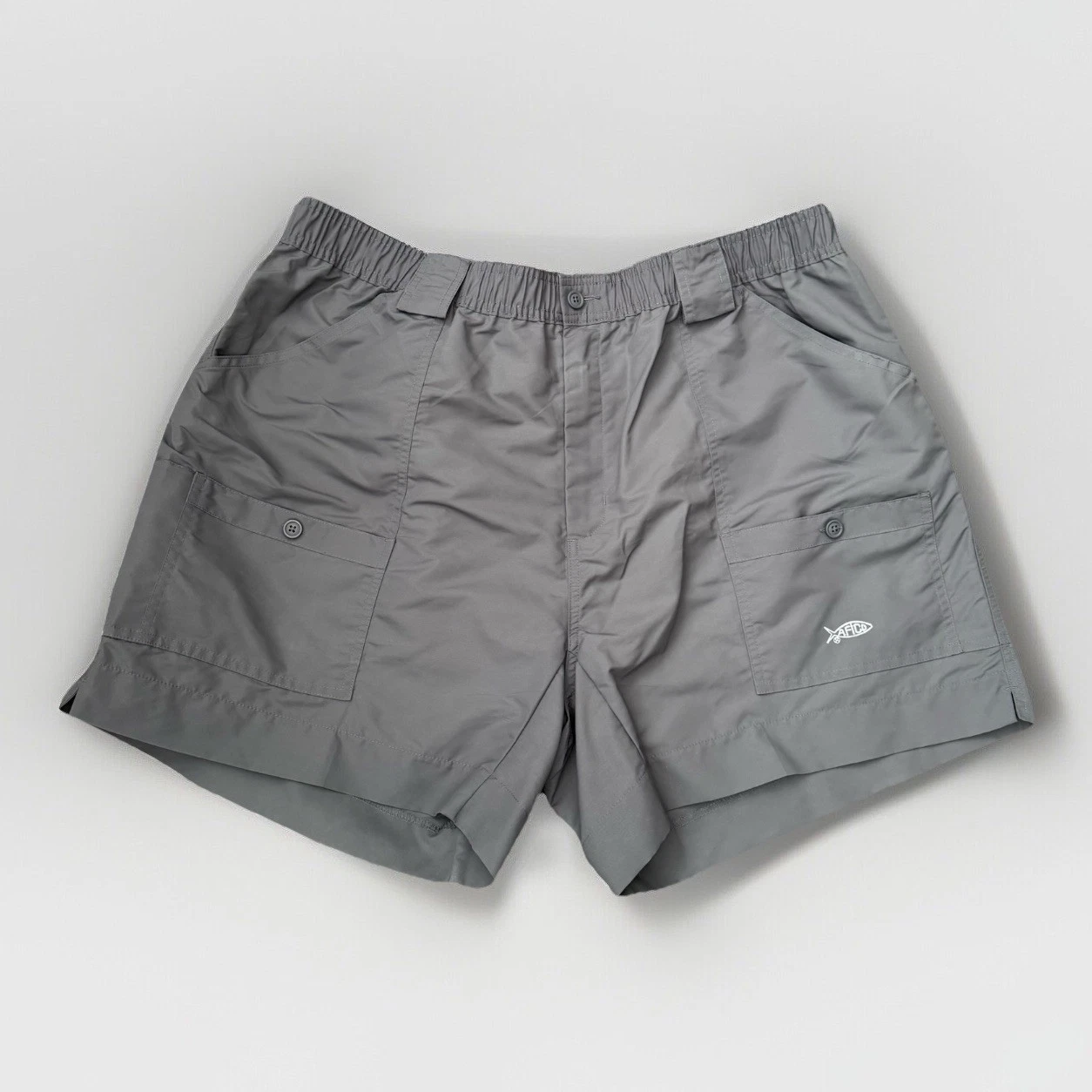 Aftco Shorts Mens 42 Cargo Pockets Fishing Elastic Waist Nylon Grey