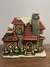 Vtg 1987 Lefton Colonial Village #06338 Stone House Christmas Byron Wood