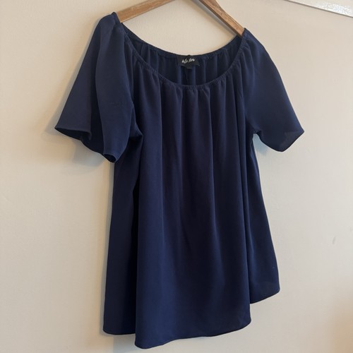 Belle Vere Size 18 Blue Off The Shoulder Short Sleeve Top - Picture 2 of 6