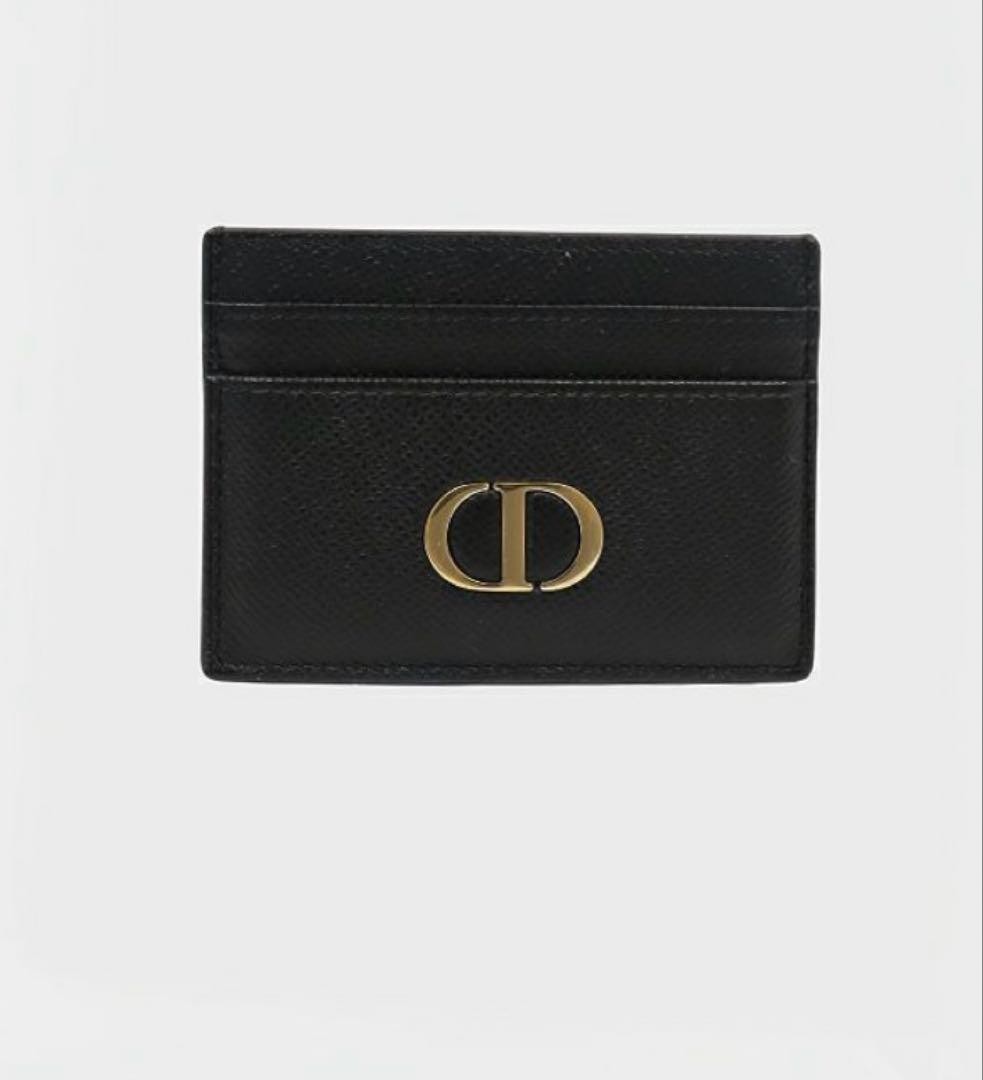 Dior 30 Montaigne Card Case Black Leather Men's Accessories