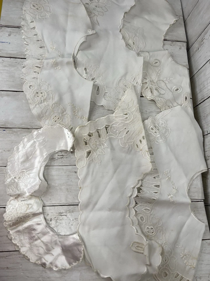 Lote Collares Algodón Estilo Battenburg 7 con 3 Tipos Vintage Años 80 Blanco Imperfecto Foto 3 de 4