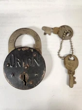 Vintage Corbin Orion Double Star Steel Padlock Cabinet Lock With Original 2 Keys