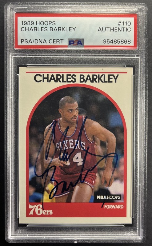 SIGNED 1989-90 SKYBOX HOOPS 1ST YEAR CHARLES BARKLEY PSA/DNA COA VINTAGE AUTO