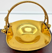 Brass Basket W/Grapes Made In Italy 8" W by 7" T
