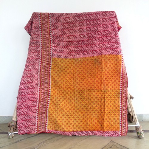 Handmade Vintage Throw Kantha Quilt Indian Blanket Ralli Gudari Bedspread Decor - Picture 9 of 21