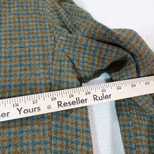 Vintage Sears Blazer Mens 42 Green Tweed Plaid 2 Button Jacket Academia Office - Picture 15 of 24