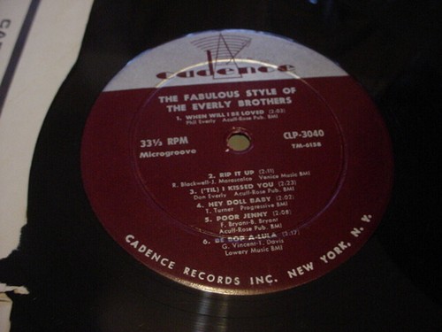 THE EVERLY BROTHERS the fabulous style, vg+ mono lp CADENCE 1960, ORIGINAL INNER - Picture 2 of 2