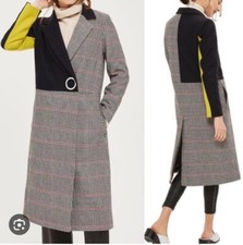 Topshop – Colorblock Check Wool Blend Coatnavy Blue Multi / 10(us6) / 10(us6)