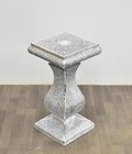 Silver Pillar Side Table Tall Crushed Diamond Glitter Mirrored End Table Luxury