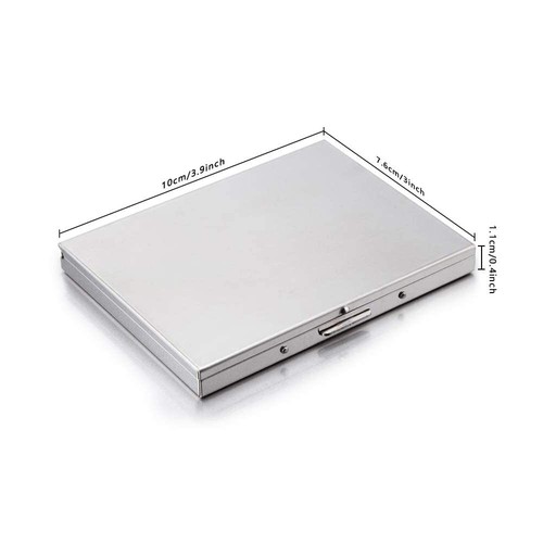 Stainless Ultra-thin Cigarette Case Holder for 100's Cigarettes Metal Box Silver - Picture 2 of 8