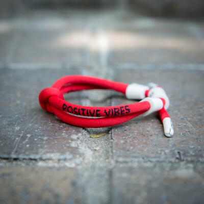 RASTACLAT Knotaclat Positive Vibes Red Wristband Bracelet Shoelace