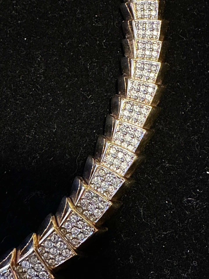 Collar de eslabones de serpiente Swarovski firmado por cisne cristal pavé’ Foto 2 de 4