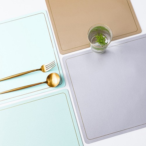 4 Pcs Retro Rectangle Leather Heat Resistance Table Dining Placemat Mat Coaster - Picture 35 of 50