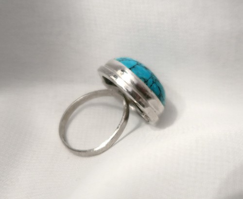 925 Echt Silber *** Echter TÜRKIS *** Großer Ring Gr. 58, UNIKAT - Bild 16 von 18