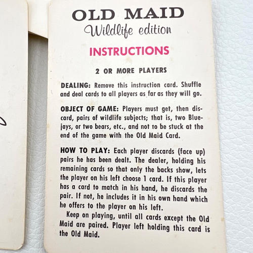 Vtg Old Maid National Wildlife Edition Federation Card Game Blue Jay Complete - Picture 19 of 20