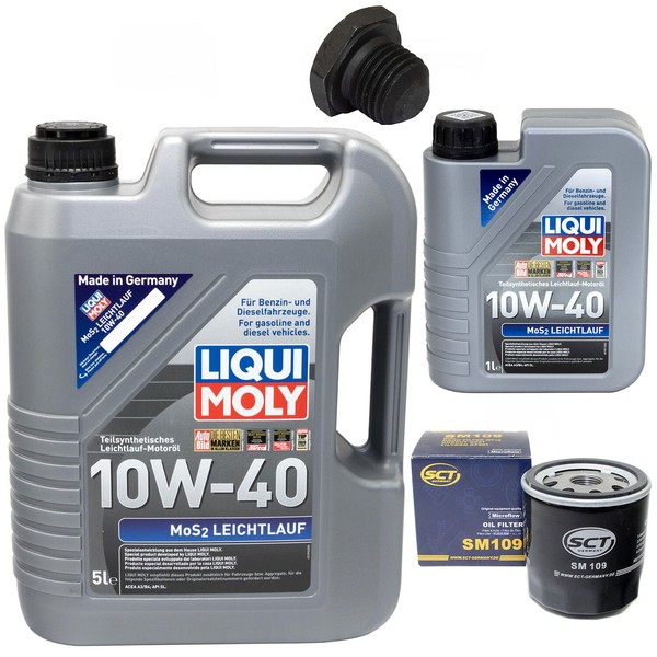 MotoröL Set 10W-40 6 Liter + ÖLfilter SM 109 + Schraube FüR Opel Frontera A 2.4-image
