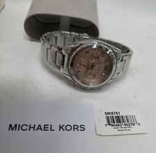 NEW AUTHENTIC MICHAEL KORS BLAIR SILVER BROWN CHRONO CRYSTALS WOMEN MK6761 WATCH