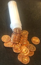 1963 Canadian Canada PROOF LIKE (50 Coins) COMPLETE ROLL 1 One Cent Pennies