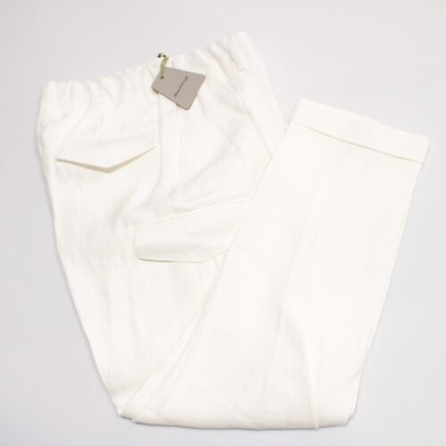 Sartorio Kiton NWT Chinos / Casual Pants Size 50 (34 US) Solid Ivory 100% Linen - Picture 2 of 14