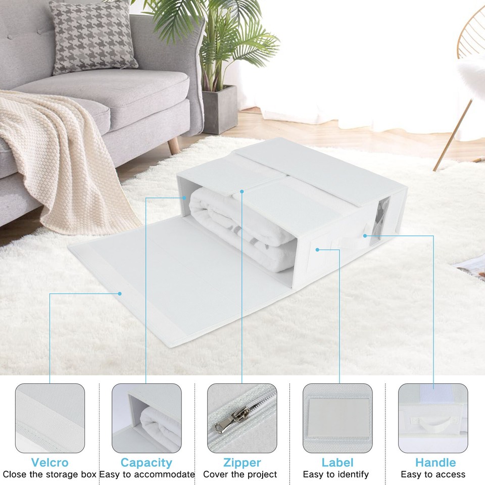 2Pcs Bed Sheet Organizer Foldable Bed Sheet Set Storage Bins with