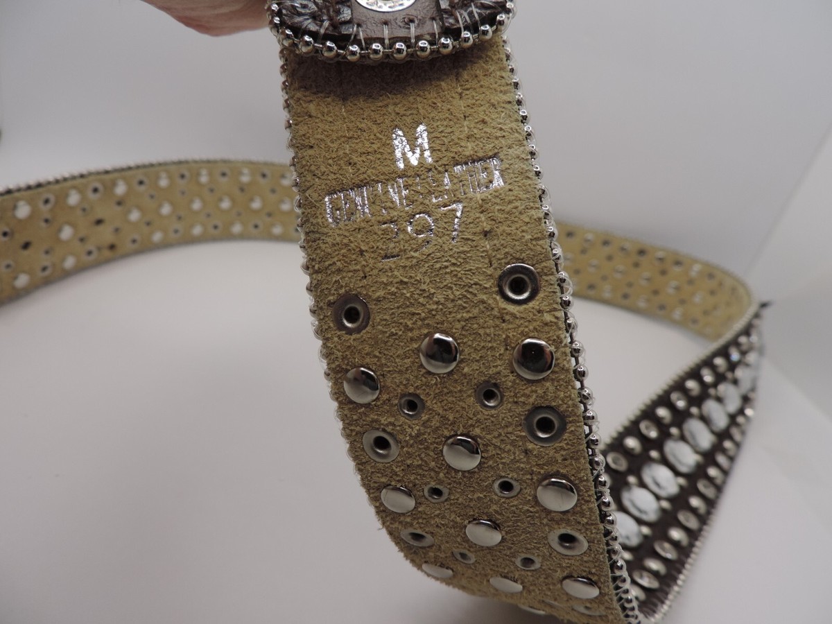 BHW Brown Rhinestone Embellished Belt BHW Brown Leather Western Belt Cowgirl Beaded Rhinestones  main image 2