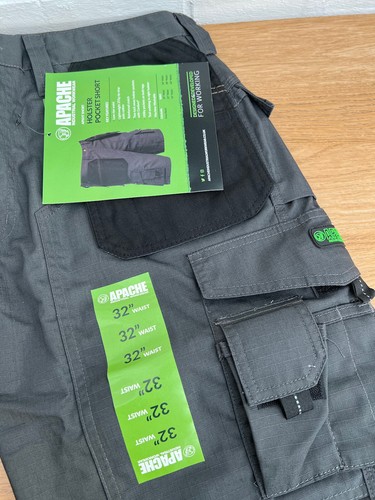 Pantaloncini da lavoro Apache W32” grigio nero tasca fondina APKHT utility nuovi - Foto 4 di 7