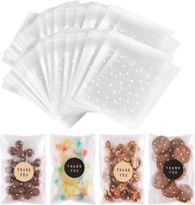 200PACK Self Sealing Cellophane Treat Bags Clear Cookie Bags for Gift Giving wit