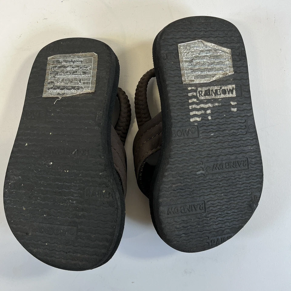Chanclas Rainbow Growbows bebé unisex talla 5/6 cuero marrón con honda trasera Foto 4 de 4