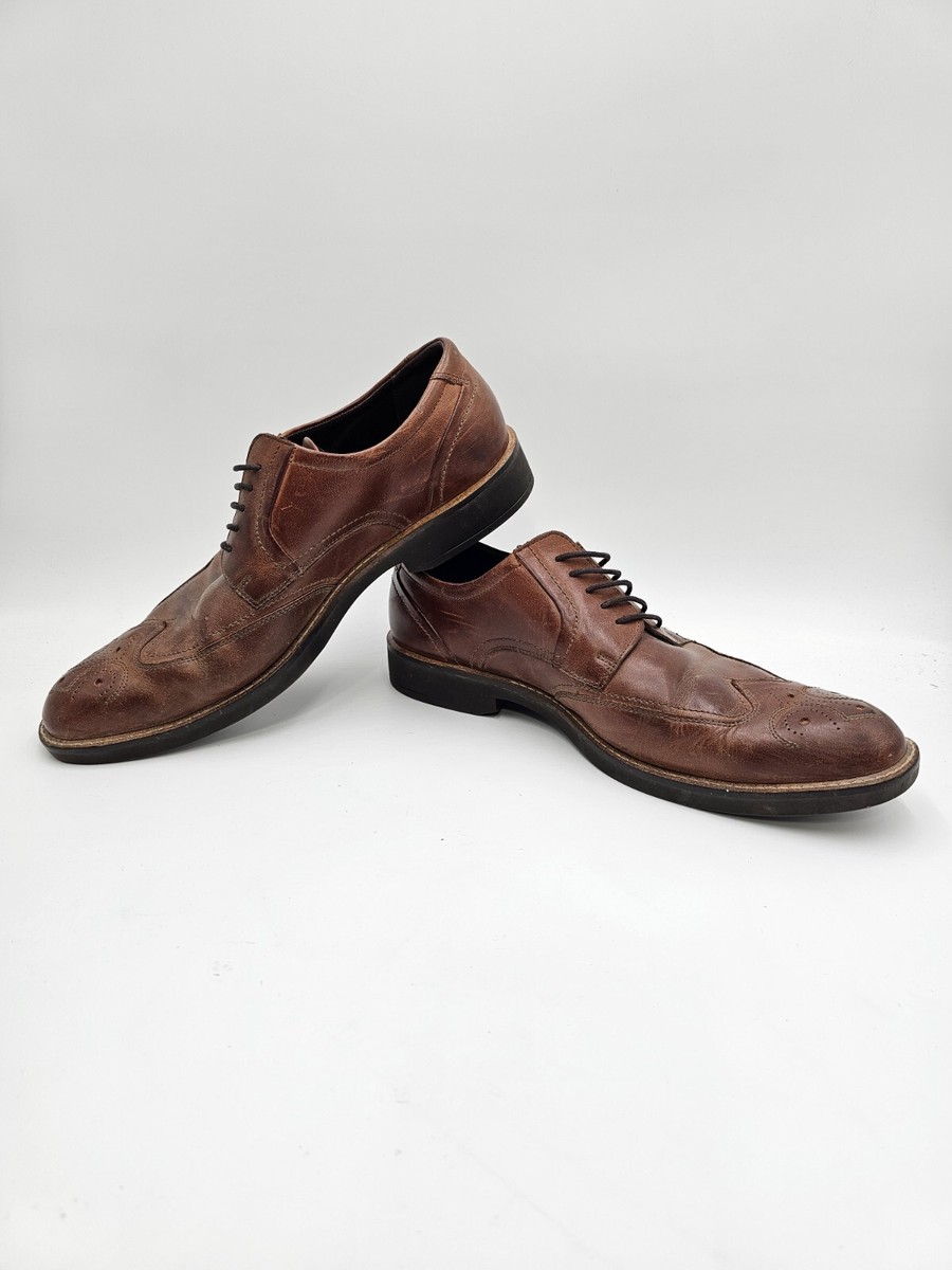 ECCO Wingtip Brown Leather Oxford Lace Up Dress Shoes - Mens  display picture 2