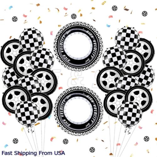 20Pcs Race Car Balloons Race Car Birthday Party Supplies Wheel Tire Decoration