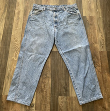 Wrangler Jeans actual W38 L27 Stonewash Taper Relaxed USA Made*Stains
